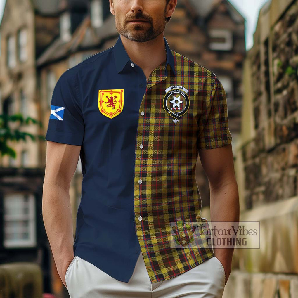 Jardine Tartan Hawaiian Shirt Alba with Scottish Lion Royal Arm Half Style - Tartan Vibes Clothing