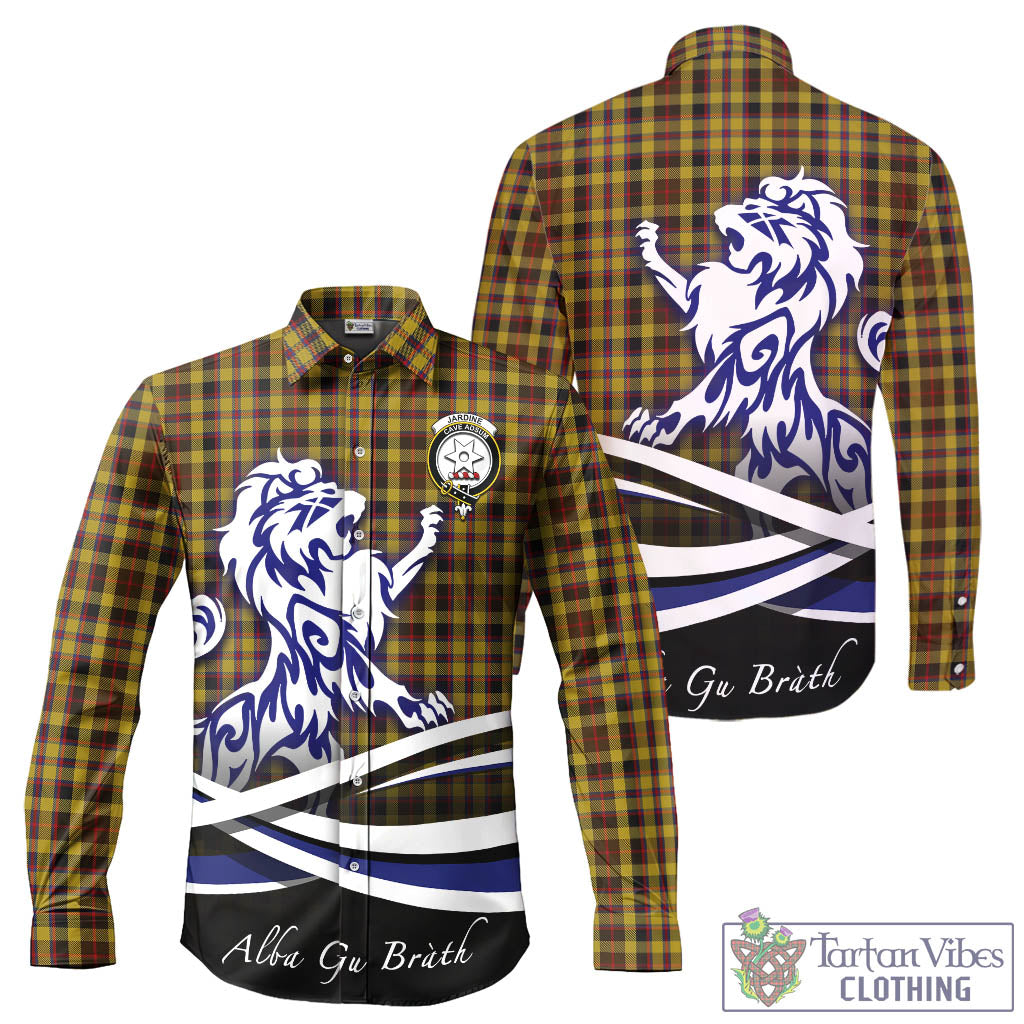 Jardine Tartan Long Sleeve Button Up Shirt with Alba Gu Brath Regal Lion Emblem - Tartan Vibes Clothing