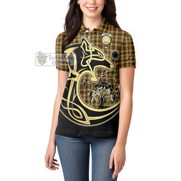 Jardine Tartan Women's Polo Shirt with Family Crest Celtic Wolf Style - Tartan Vibes Clothing