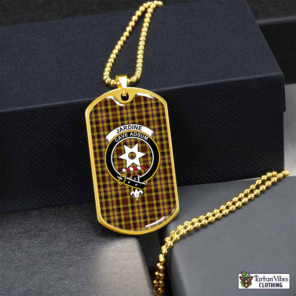 Jardine Tartan Dog Tag Necklace with Family Crest Gold No - Tartan Vibes Clothing