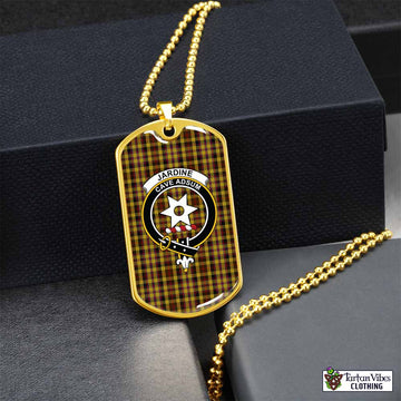 Jardine Tartan Dog Tag Necklace with Family Crest Gold No - Tartan Vibes Clothing