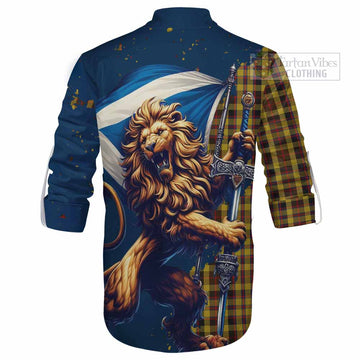 Jardine Tartan Family Crest Ghillie Kilt Shirt with Scottish Majestic Lion - Tartan Vibes Clothing