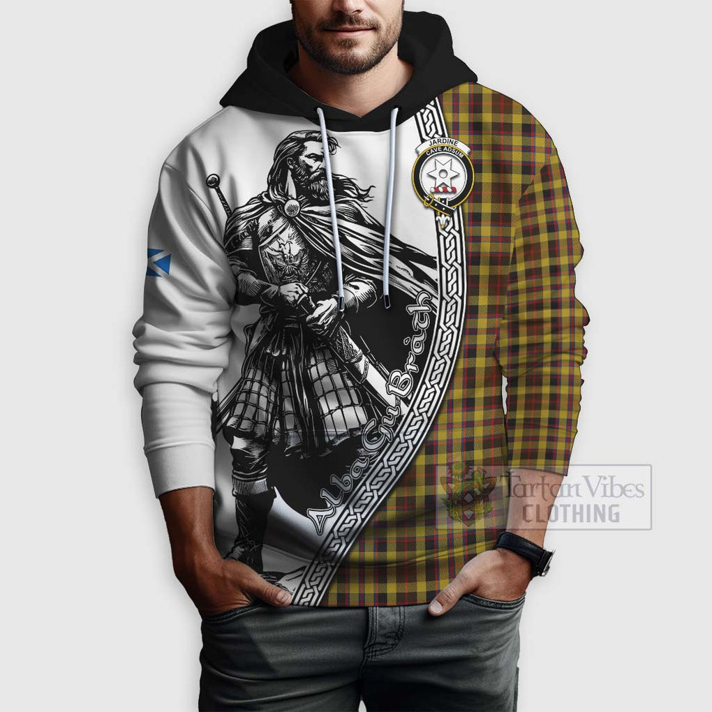 Jardine Tartan Clan Crest Hoodie with Highlander Warrior Celtic Style - Tartan Vibes Clothing