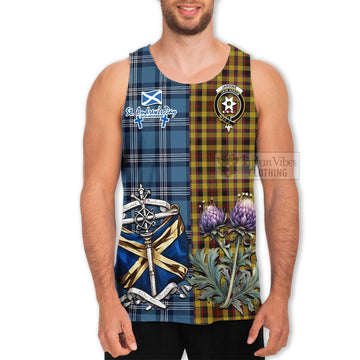 Jardine Tartan Men's Tank Top Happy St. Andrew's Day Half Tartan Style - Tartan Vibes Clothing