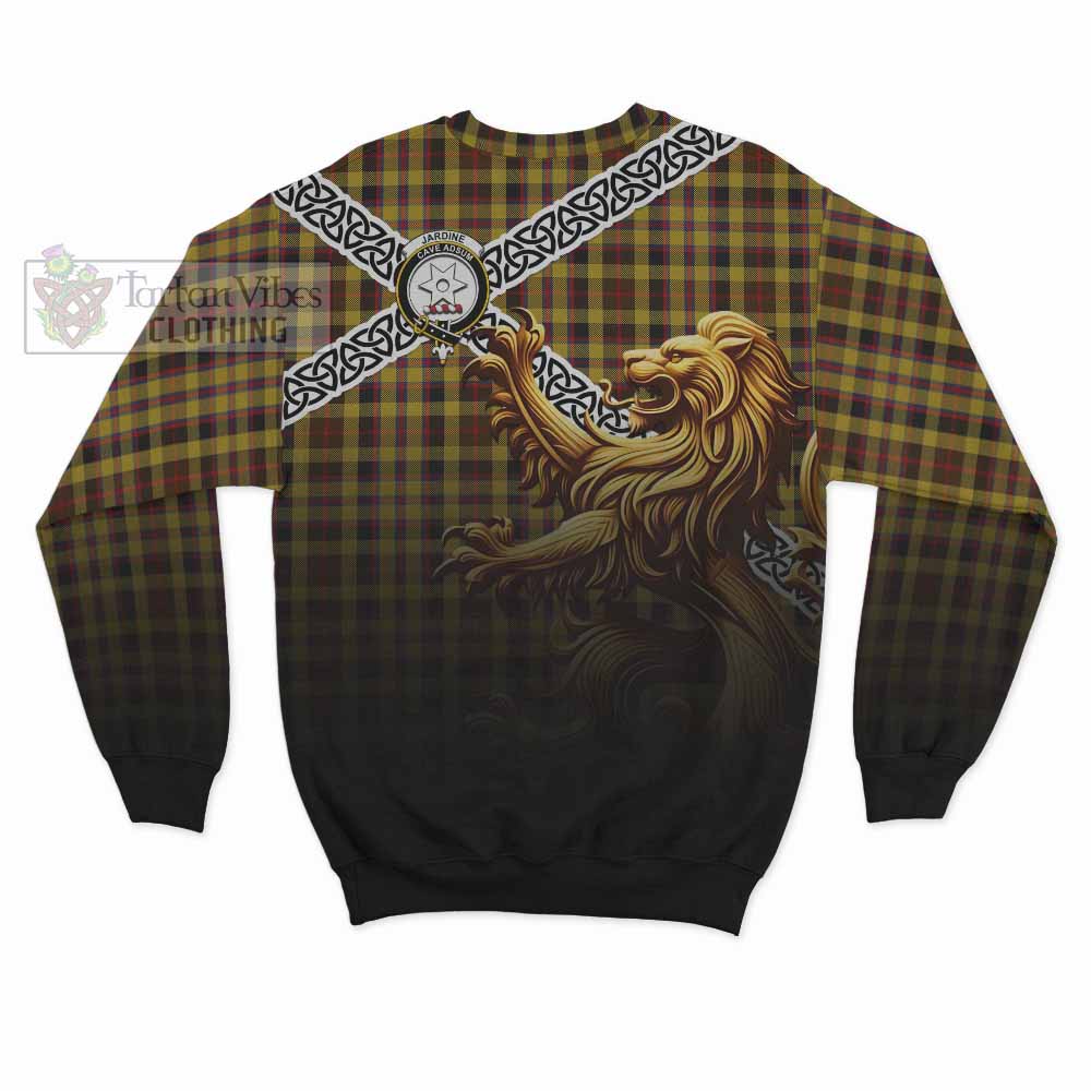 Jardine Crest Tartan Sweatshirt with Golden Lion Emblem Celtic Style - Tartan Vibes Clothing