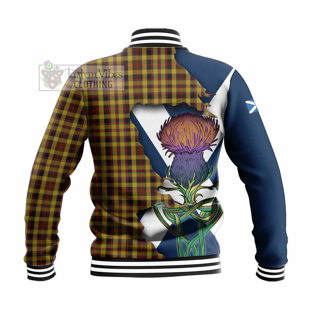 Tartan Vibes Clothing Jardine Tartan Family Crest Baseball Jacket Scottish Thistle Celtic Inspired