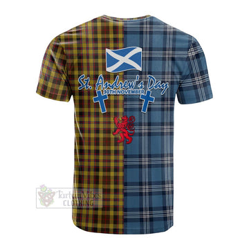 Jardine Tartan Cotton T-shirt Happy St. Andrew's Day Half Tartan Style - Tartan Vibes Clothing