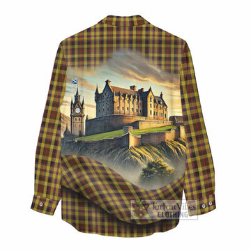 Jardine Tartan Family Crest Women's Casual Shirt with Scottish Ancient Castle Style - Tartan Vibes Clothing