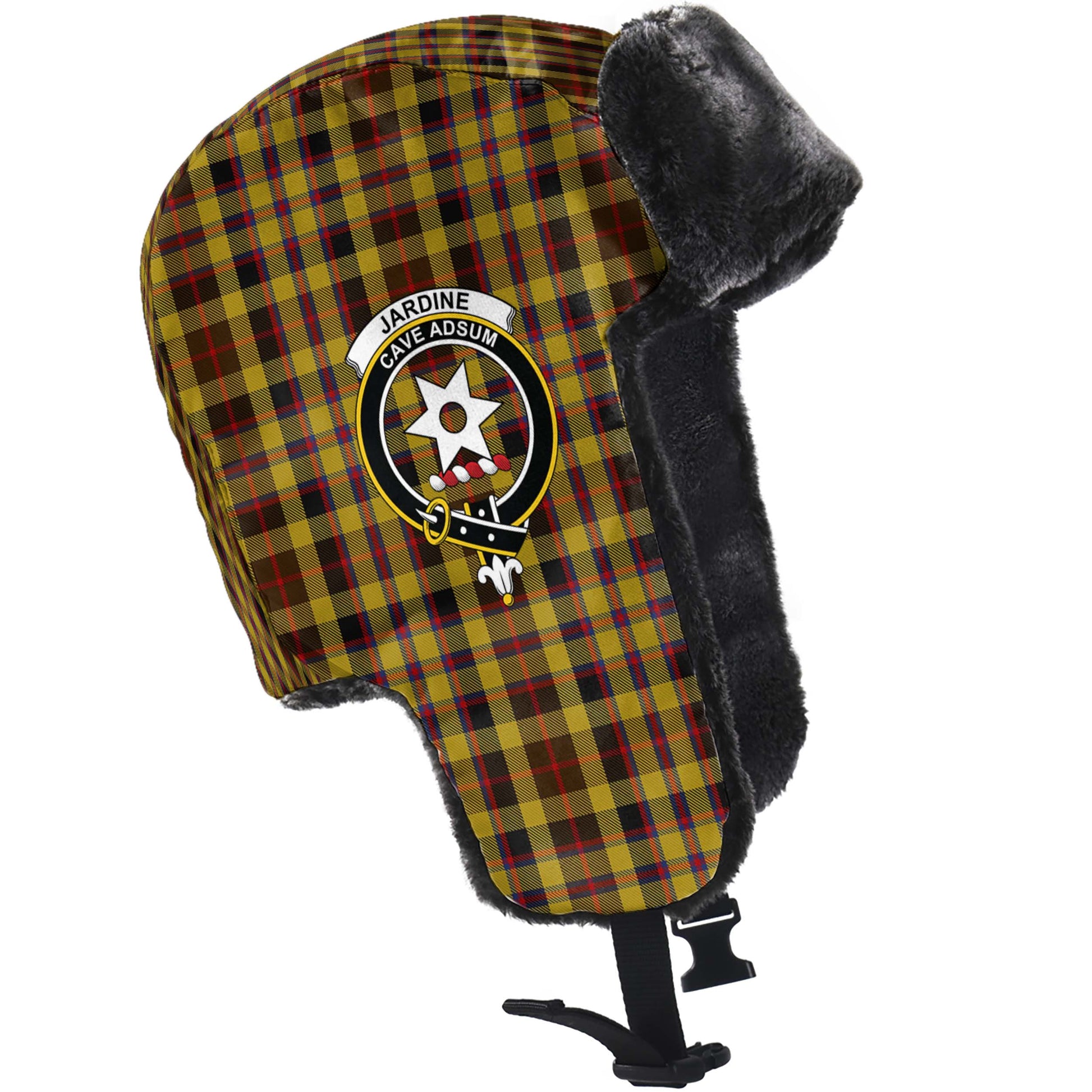 Jardine Tartan Winter Trapper Hat with Family Crest - Tartan Vibes Clothing