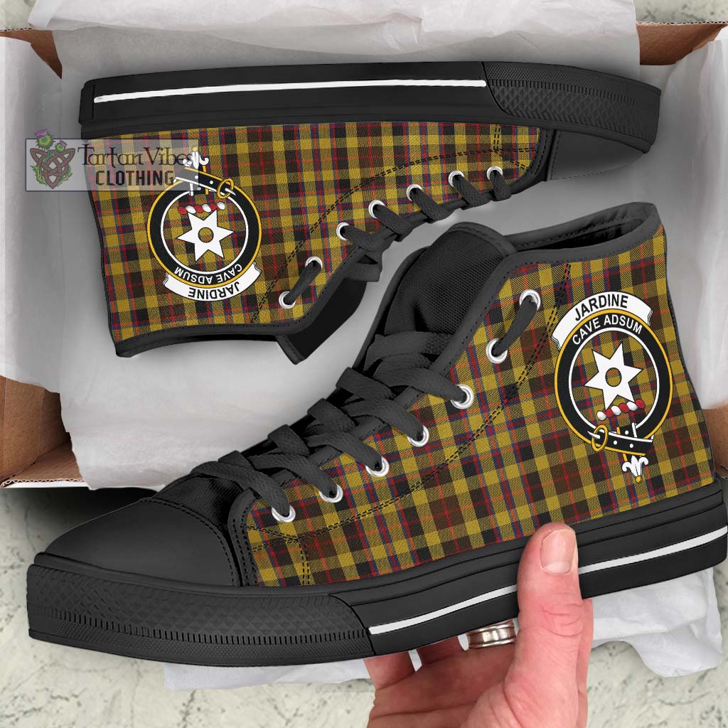 Jardine Tartan High Top Shoes with Family Crest - Tartan Vibes Clothing