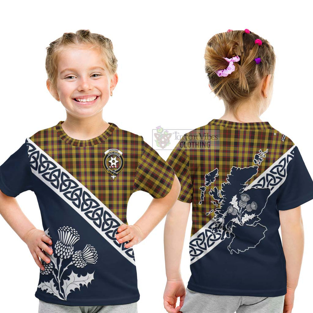 Jardine Tartan Kid T-Shirt Featuring Thistle and Scotland Map - Tartan Vibes Clothing