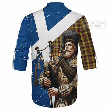 Jardine Tartan Ghillie Kilt Shirt with Family Crest Scottish Bagpiper Vibes - Tartan Vibes Clothing