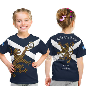 Jardine Tartan Lion Rampant Kid T-Shirt Proudly Display Your Heritage with Alba Gu Brath and Clan Name - Tartan Vibes Clothing