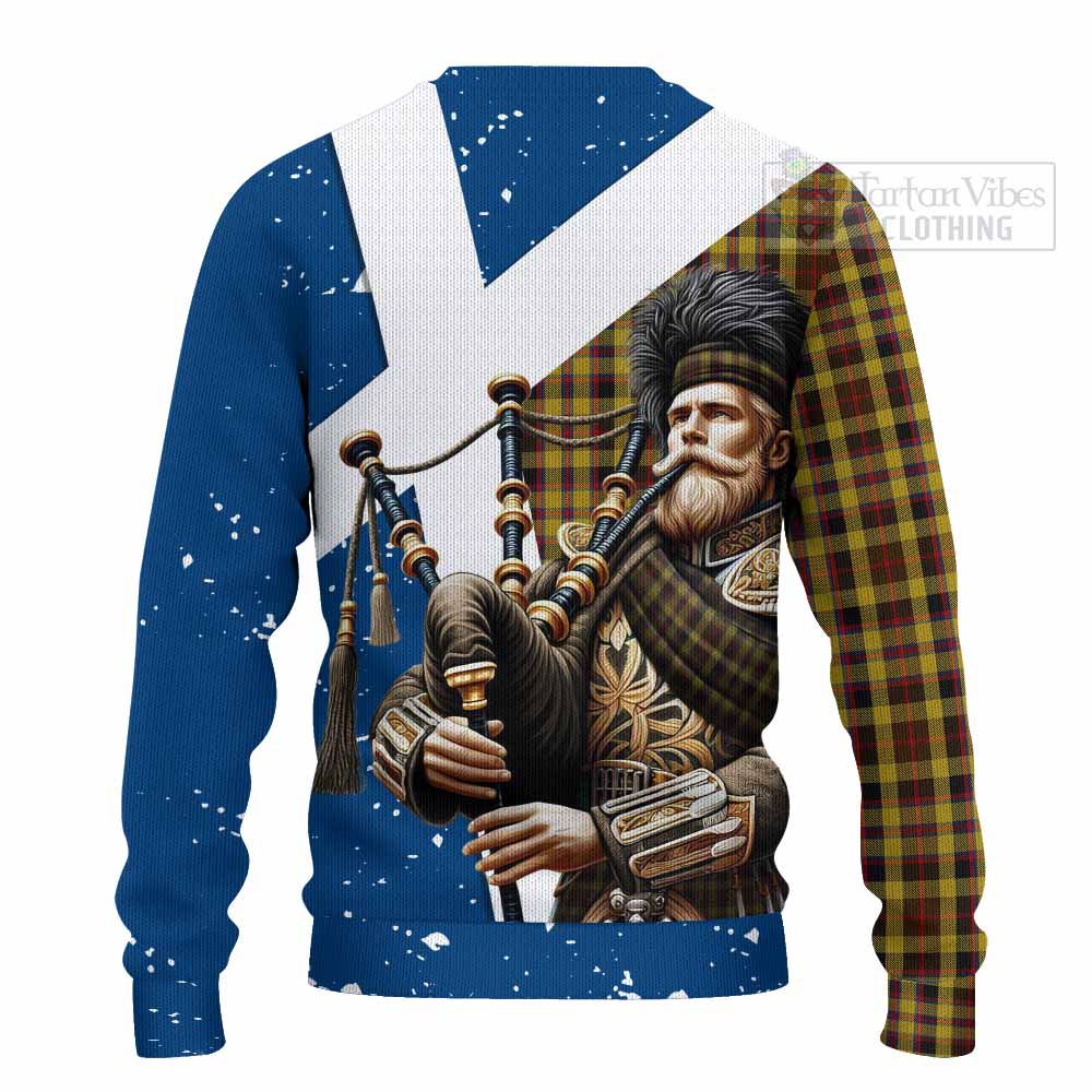 Jardine Tartan Knitted Sweater with Family Crest Scottish Bagpiper Vibes - Tartan Vibes Clothing