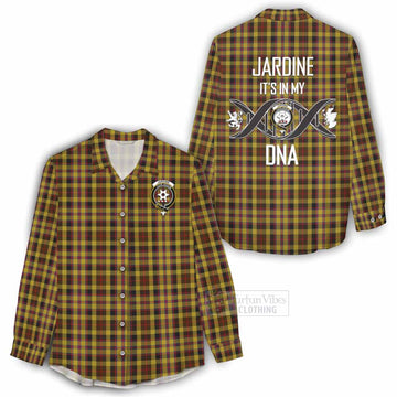Jardine Tartan Women's Casual Shirt with Family Crest DNA In Me Style - Tartan Vibes Clothing