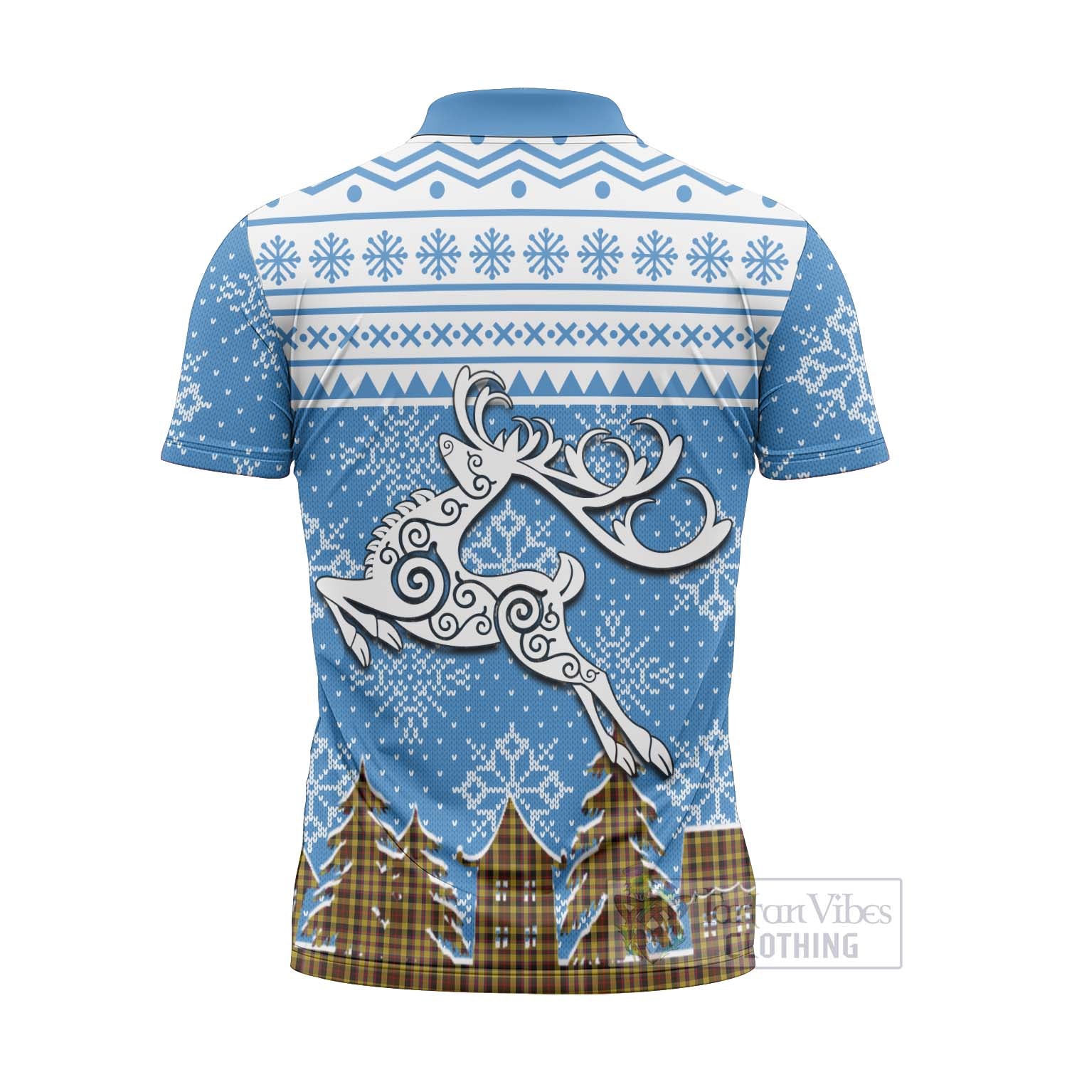 Jardine Clan Christmas Zipper Polo Shirt Celtic Reindeer Style - Tartan Vibes Clothing
