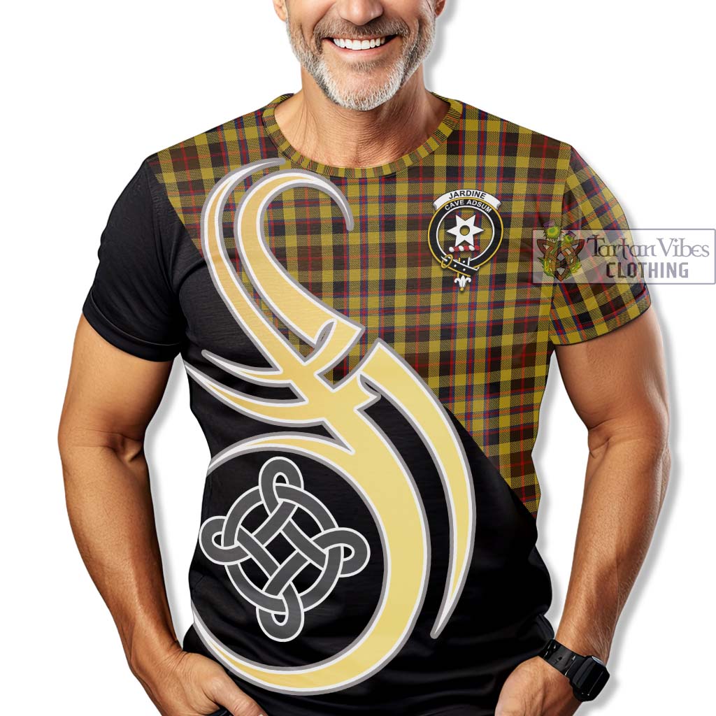 Jardine Tartan T-Shirt with Family Crest and Celtic Symbol Style - Tartan Vibes Clothing
