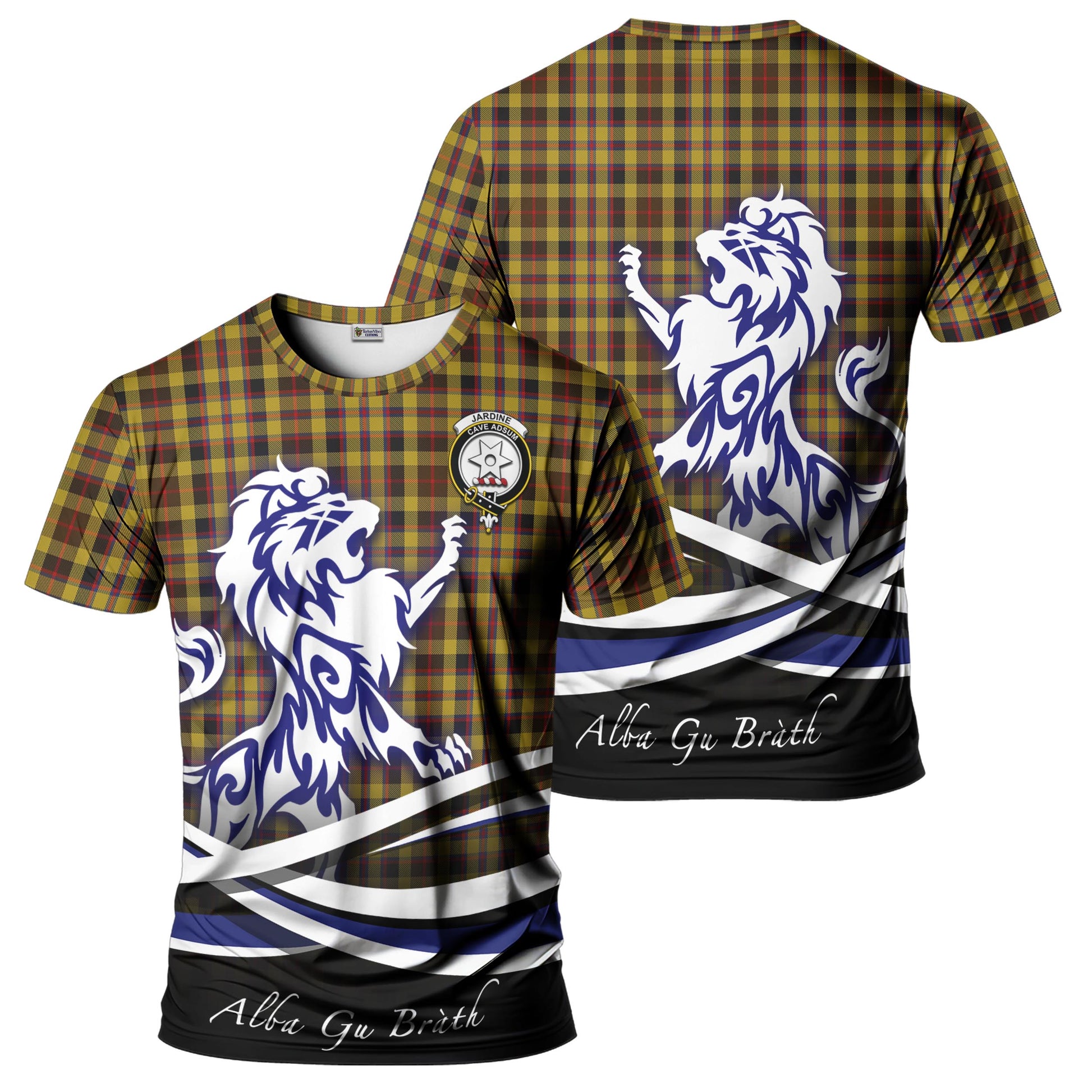 Jardine Tartan T-Shirt with Alba Gu Brath Regal Lion Emblem - Tartan Vibes Clothing