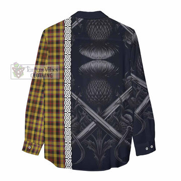 Jardine Tartan Women's Casual Shirt with Family Crest Cross Sword Thistle Celtic Vibes - Tartan Vibes Clothing