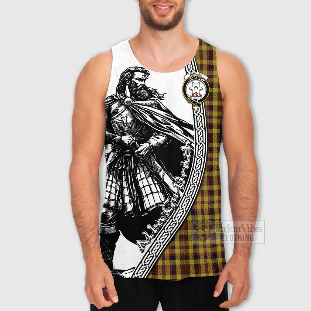 Jardine Tartan Clan Crest Men's Tank Top with Highlander Warrior Celtic Style - Tartan Vibes Clothing