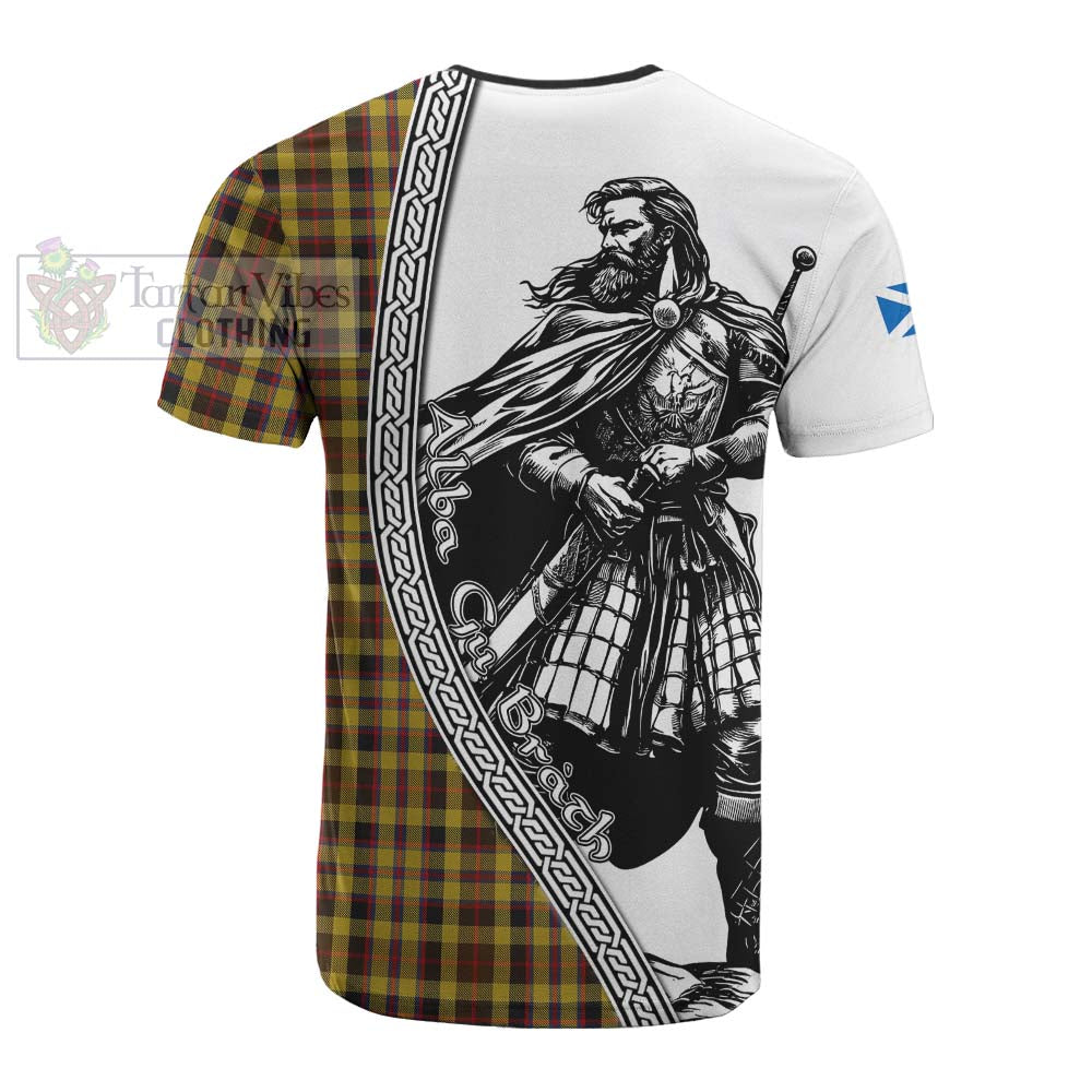 Jardine Tartan Clan Crest Cotton T-shirt with Highlander Warrior Celtic Style - Tartan Vibes Clothing