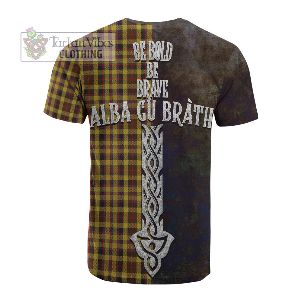 Tartan Vibes Clothing Jardine Tartan Family Crest Cotton T-shirt Alba Gu Brath Be Brave Lion Ancient Style