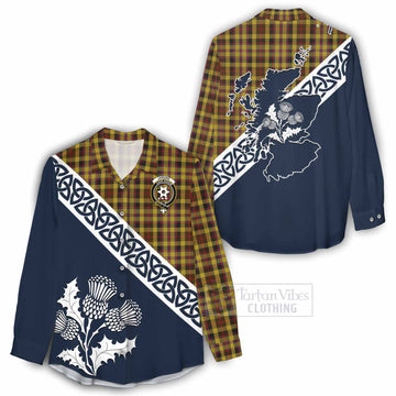 Jardine Tartan Women's Casual Shirt Featuring Thistle and Scotland Map - Tartan Vibes Clothing
