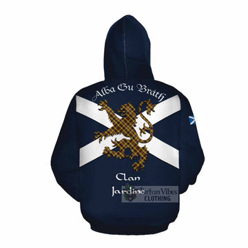 Jardine Tartan Lion Rampant Cotton Hoodie Proudly Display Your Heritage with Alba Gu Brath and Clan Name Pullover Hoodie - Tartan Vibes Clothing