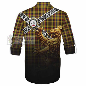 Jardine Crest Tartan Ghillie Kilt Shirt with Golden Lion Emblem Celtic Style - Tartan Vibes Clothing