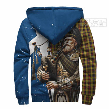 Jardine Tartan Sherpa Hoodie with Family Crest Scottish Bagpiper Vibes - Tartan Vibes Clothing