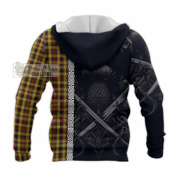 Jardine Tartan Knitted Hoodie with Family Crest Cross Sword Thistle Celtic Vibes - Tartan Vibes Clothing