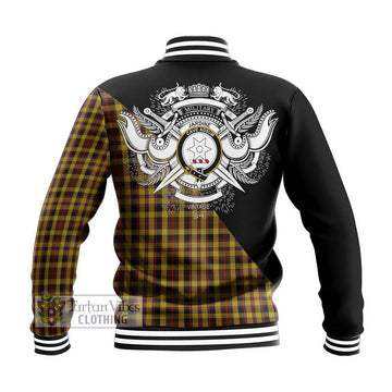 Jardine Tartan Baseball Jacket with Family Crest and Military Logo Style - Tartan Vibes Clothing