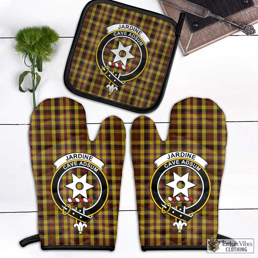 Jardine Tartan Combo Oven Mitt & Pot-Holder with Family Crest Black - Tartan Vibes Clothing
