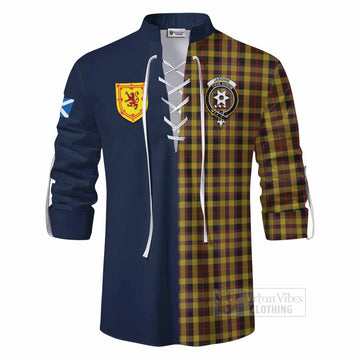 Jardine Tartan Ghillie Kilt Shirt Alba with Scottish Lion Royal Arm Half Style - Tartan Vibes Clothing
