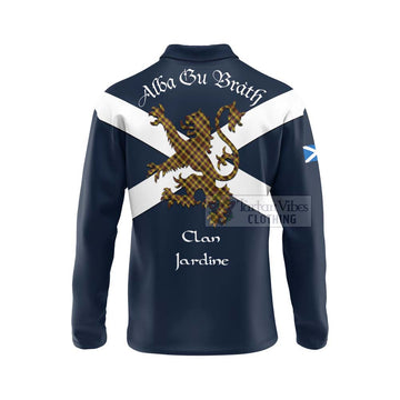 Jardine Tartan Lion Rampant Long Sleeve Polo Shirt Proudly Display Your Heritage with Alba Gu Brath and Clan Name - Tartan Vibes Clothing
