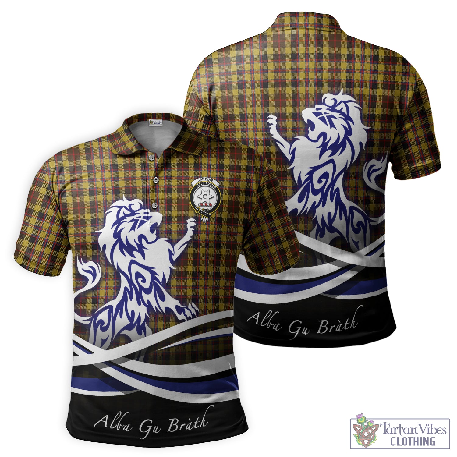 Jardine Tartan Polo Shirt with Alba Gu Brath Regal Lion Emblem - Tartan Vibes Clothing