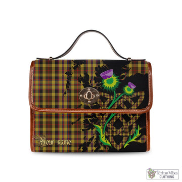 Tartan Vibes Clothing Jardine Tartan Waterproof Canvas Bag with Scotland Map and Thistle Celtic Accents