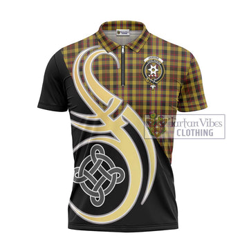 Jardine Tartan Zipper Polo Shirt with Family Crest and Celtic Symbol Style - Tartan Vibes Clothing