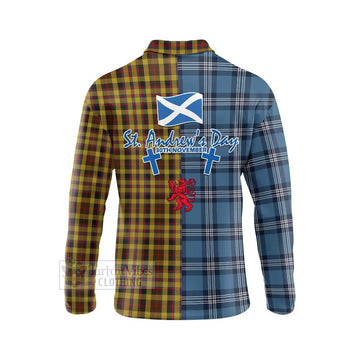 Jardine Tartan Long Sleeve Polo Shirt Happy St. Andrew's Day Half Tartan Style - Tartan Vibes Clothing