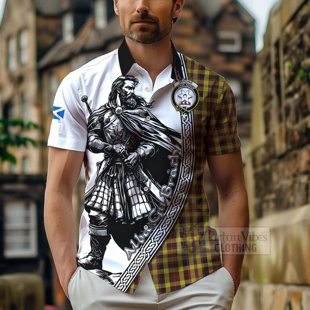 Jardine Tartan Clan Crest Hawaiian Shirt with Highlander Warrior Celtic Style - Tartan Vibes Clothing