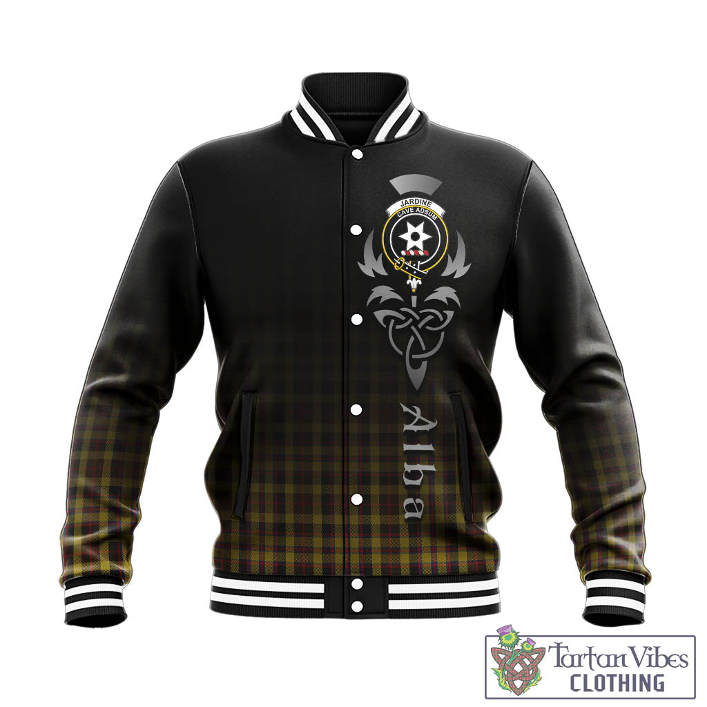 Jardine Tartan Baseball Jacket Featuring Alba Gu Brath Family Crest Celtic Inspired - Tartan Vibes Clothing