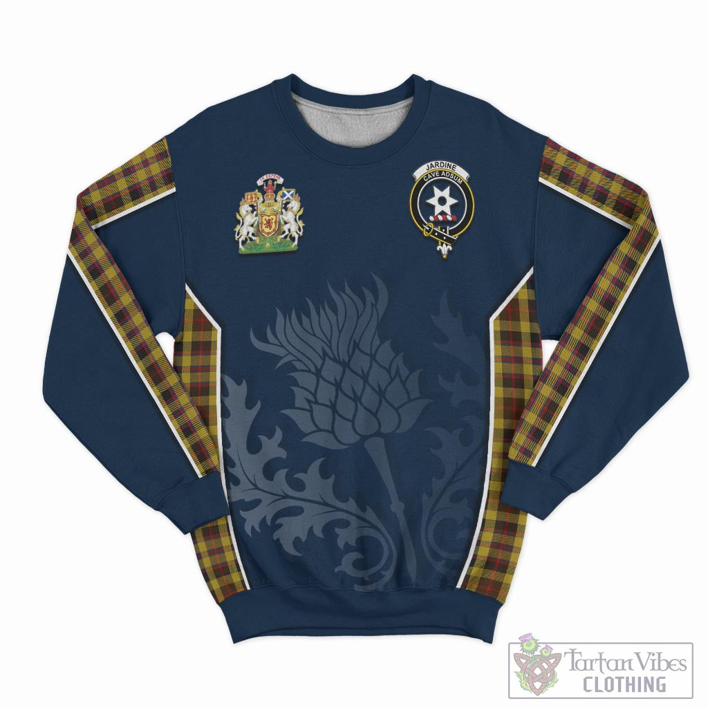 Jardine Tartan Sweatshirt with Family Crest and Scottish Thistle Vibes Sport Style - Tartan Vibes Clothing
