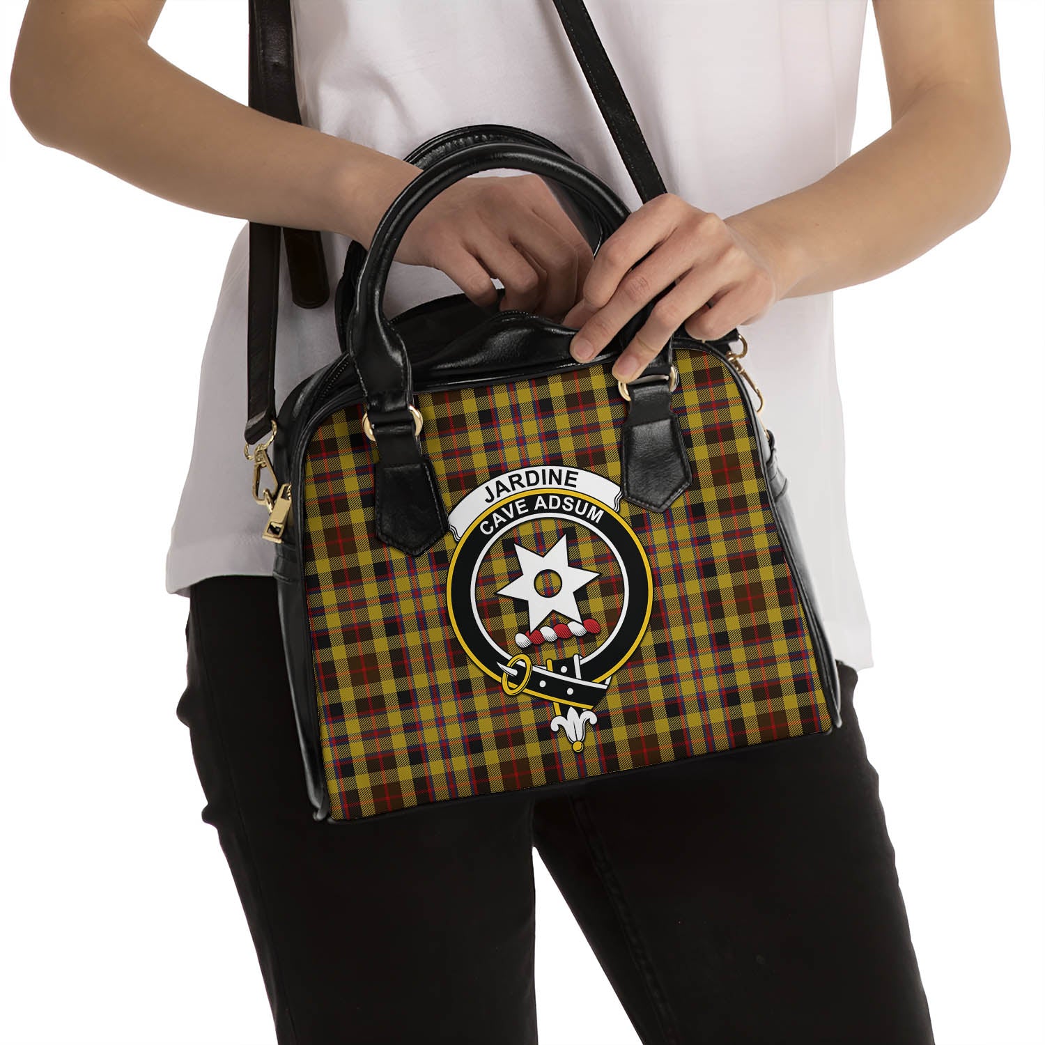 Jardine Tartan Shoulder Handbags with Family Crest - Tartan Vibes Clothing
