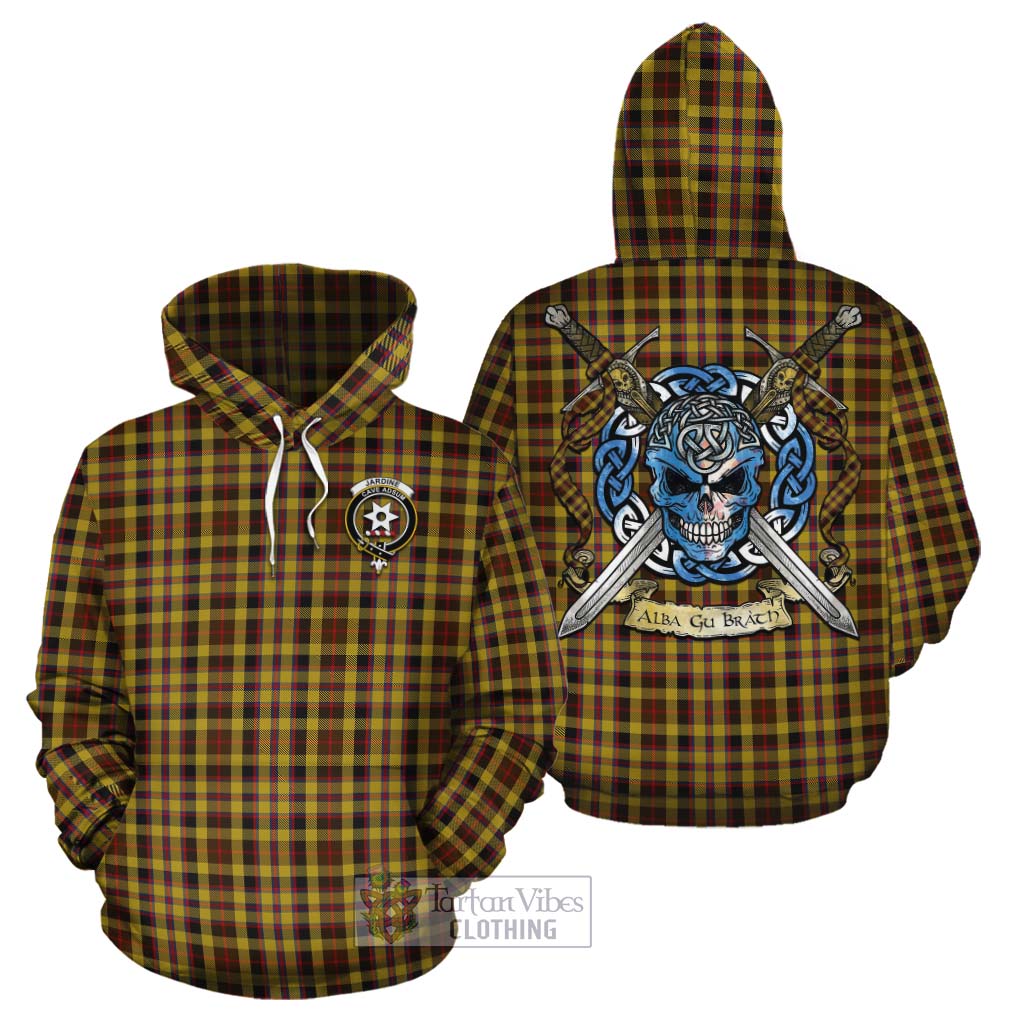 Jardine Tartan Cotton Hoodie with Family Crest Celtic Skull Style Zip Hoodie - Tartan Vibes Clothing