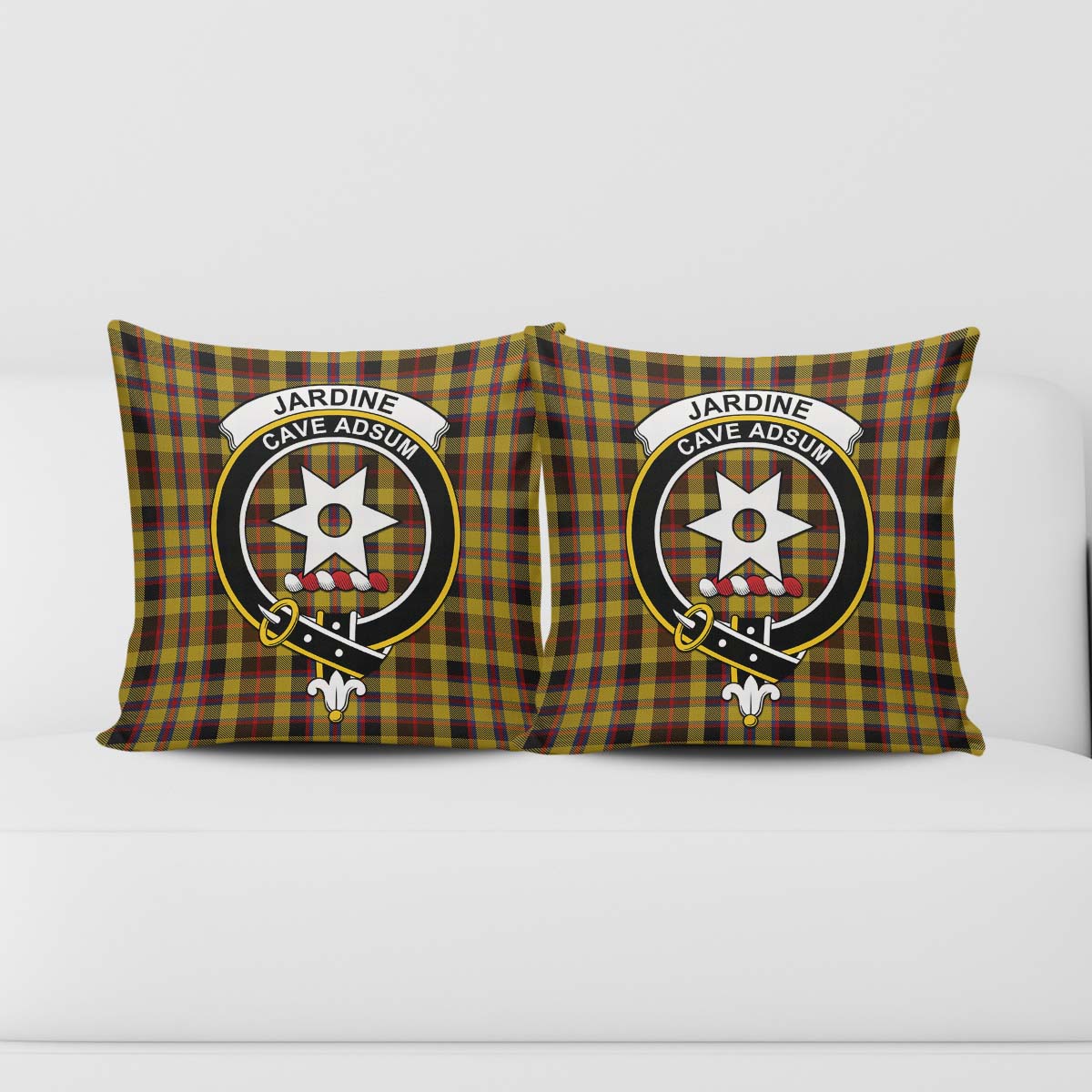 Jardine Tartan Crest Black Garden Flag - Gold Thistle Style