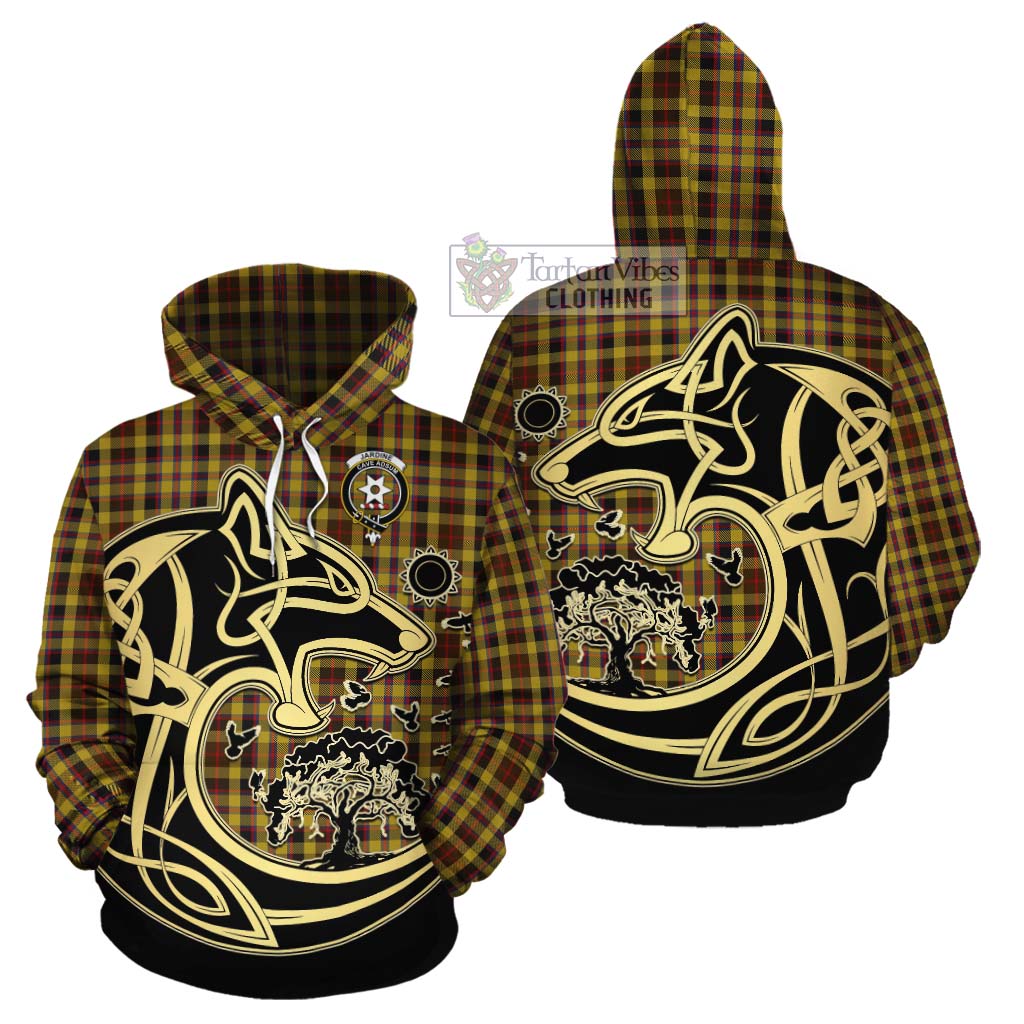 Jardine Tartan Cotton Hoodie with Family Crest Celtic Wolf Style Zip Hoodie - Tartan Vibes Clothing