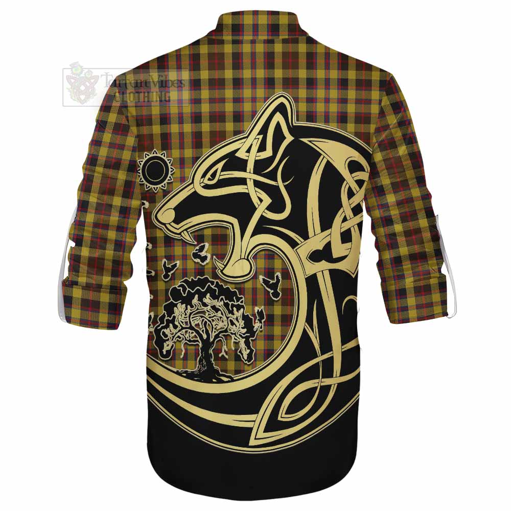 Jardine Tartan Ghillie Kilt Shirt with Family Crest Celtic Wolf Style - Tartan Vibes Clothing