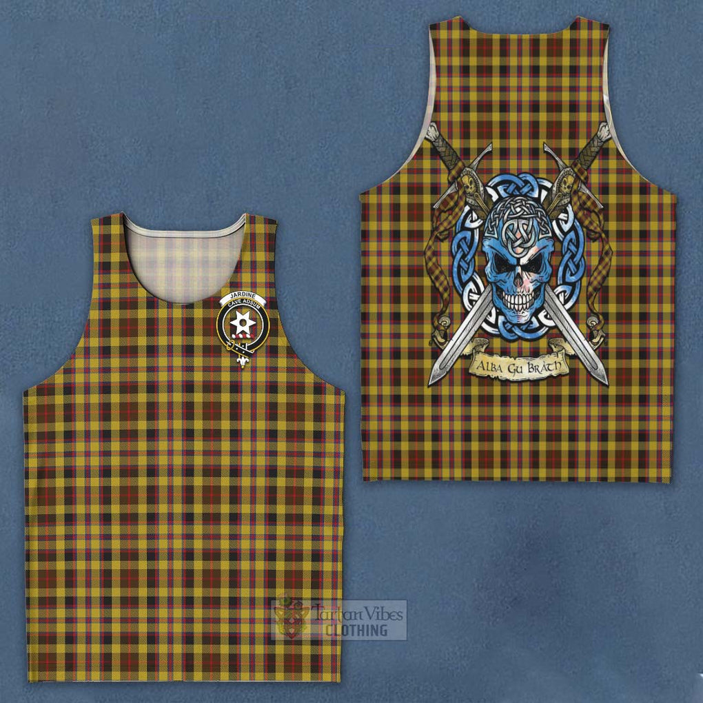 Jardine Tartan Men's Tank Top with Family Crest Celtic Skull Style - Tartan Vibes Clothing