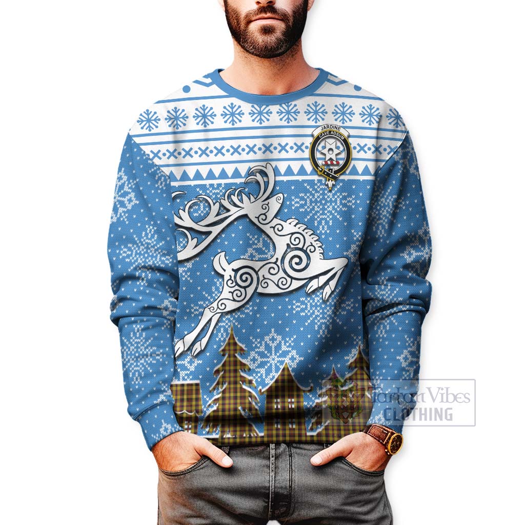 Jardine Clan Christmas Sweatshirt Celtic Reindeer Style - Tartan Vibes Clothing