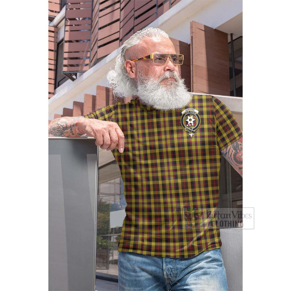 Jardine Tartan Cotton T-shirt with Family Crest Celtic Skull Style - Tartan Vibes Clothing